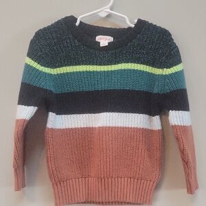 Cat & Jack Striped Crewneck Sweater in Teal, Navy, Lime & Rust